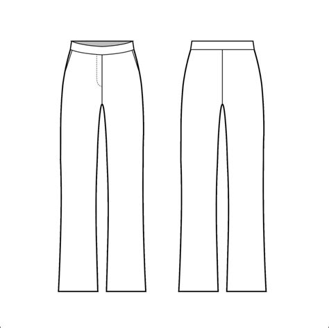 women regular straight leg pant flat sketch illustration