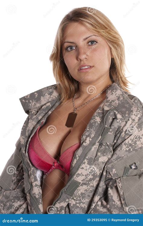 Pin Up Girl Implied Nude Military Uniform Stock Image Image Of Girl