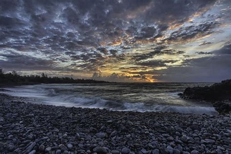 Sunrise In Hana Bay Foreground Is Lava Pebbled Hana Beach Located At