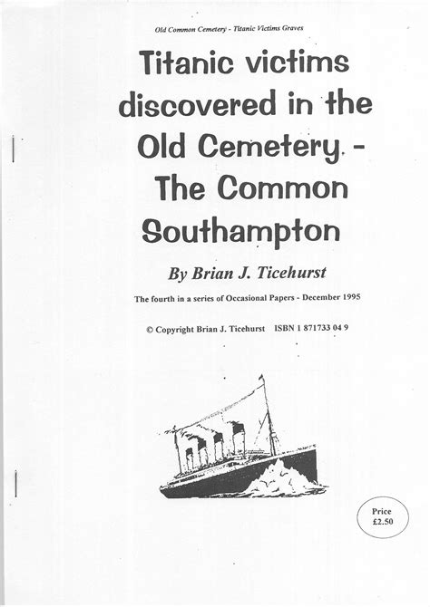 Titanic Victims Discovered in the Old Cemetery The Common Southampton
