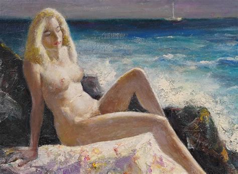 Unknown Antique American Impressionist Beach Scene Nude Hamptons