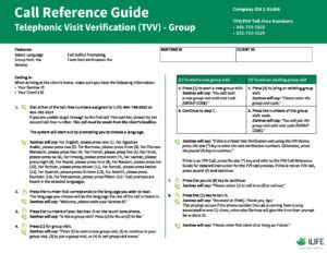 Call Reference Guide TVV Group ILIFE Financial Management Services