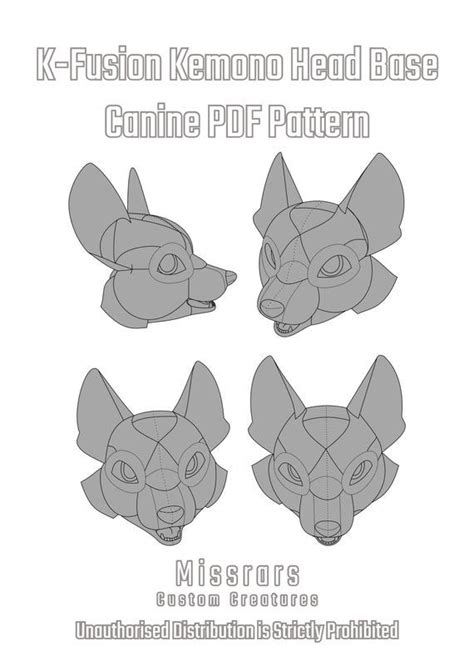 PDF PATTERN Canine Kemono K Fusion Fursuit Head Base Etsy Fursuit