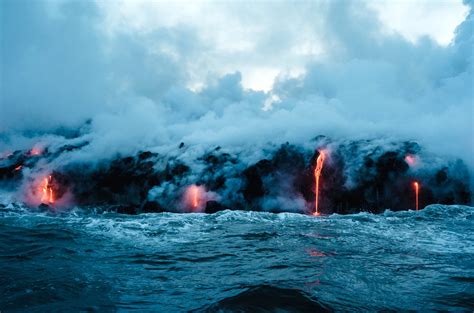 Free picture: volcanic eruption, heat, danger, eruption, ocean, flame ...