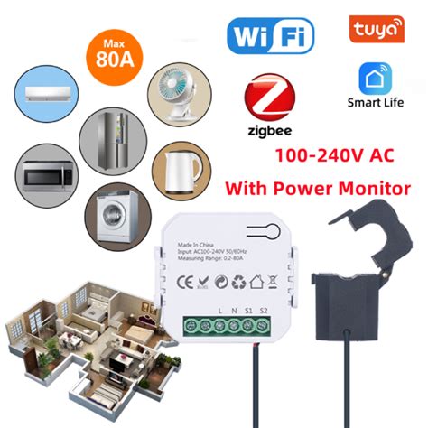 Jiuch 80A WiFi Zigbee Smart Energy Meter With Current Sensor Clamp