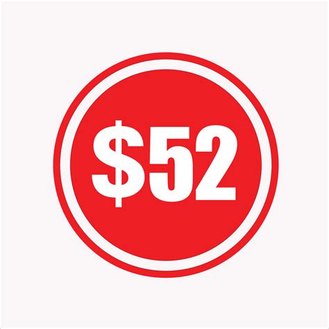 52 dollar price symbol background Illustration. Number with dollar sign ...