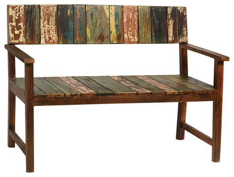 Old Boat Wood Bench - Rustic - Indoor Benches - other metro - by One World Home Furnishings