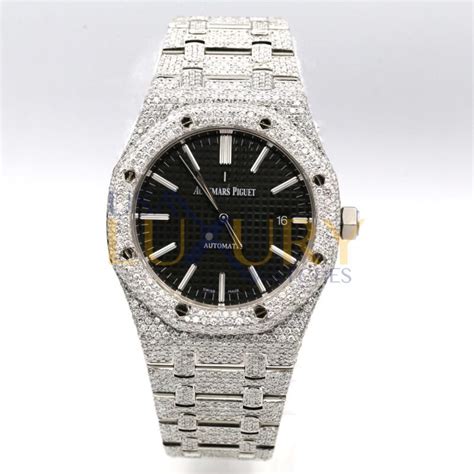 Audemars Piguet 15400ST Royal Oak Custom Diamond Black Dial Watch ...