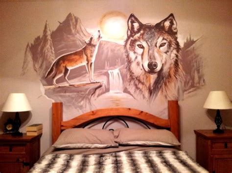 Bedroom Mural Wolves Muralsie