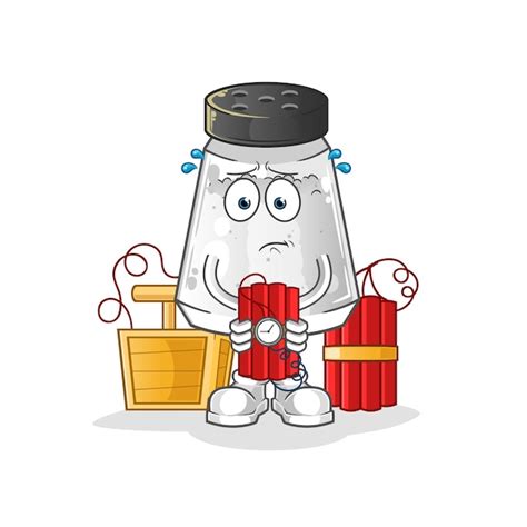 Premium Vector Salt Shaker Holding Dynamite Character Cartoon Mascot