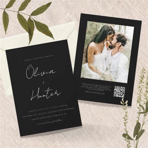 Minimalist Qr Code Photo Wedding Invitation Zazzle