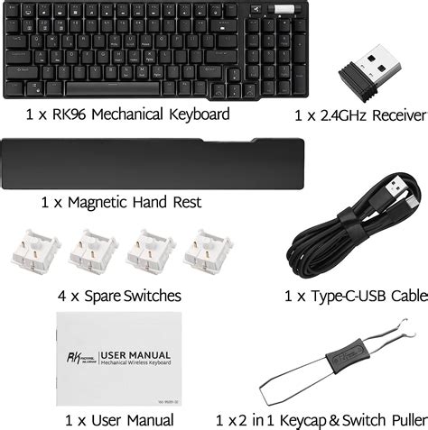 Royal Kludge Rk Black Wireless Mechanical Keyboard Hot Swap Rgb Blue Switches Us