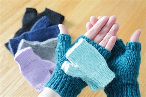 Knitting Pattern Fingerless Gloves Basic Solid Color Etsy