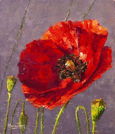 Red poppy Painting by Oleksandr Neliubin | Red poppy painting, Poppy ...