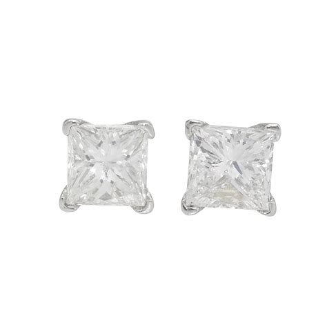 Platinum 1.04ct Princess Cut Diamond Earrings - Britannia Jewellery