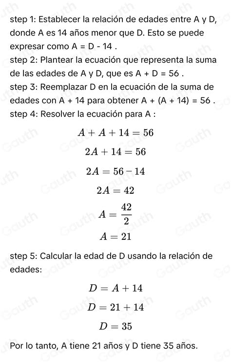 Solved: Julián tiene 14 años menos que Luisa y ambas edades suman 56
