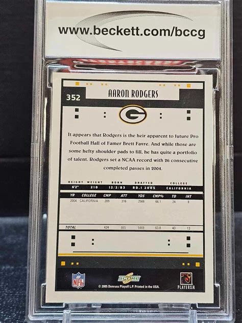 Score Glossy Aaron Rodgers Rookie Card Packers Jets Rc Bccg Ebay