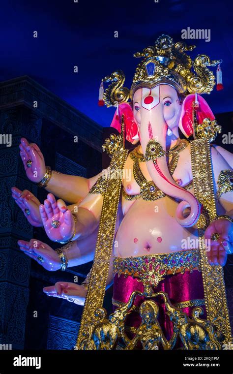 A Statue Of Lord Ganesha At A Mandal In Mumbai For The Auspicious