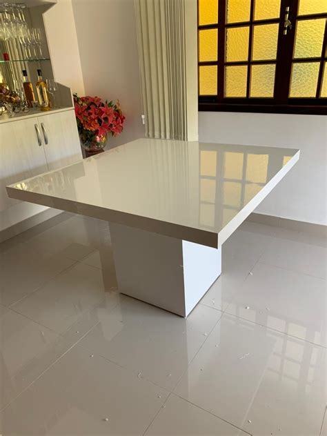 Mesa Jantar Retangular Em Mdf Laca Branco Brilho 137x80 Parcelamento