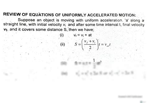 Solution Review Of Equations Of Uniformly Accelerated Motion Studypool