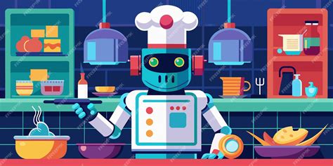 premium vector  cartoon   robot   chef hat