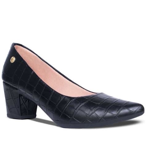 Sapato Feminino Social Fino Scarpin Croco Salto Med Af Em Promo O