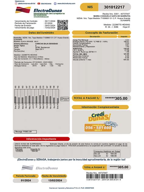 Recibo Luz Pdf Energia Electrica Electricidad