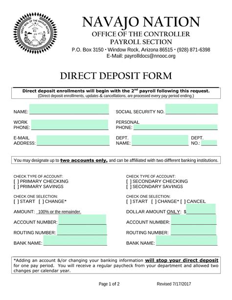 Direct Deposit Form