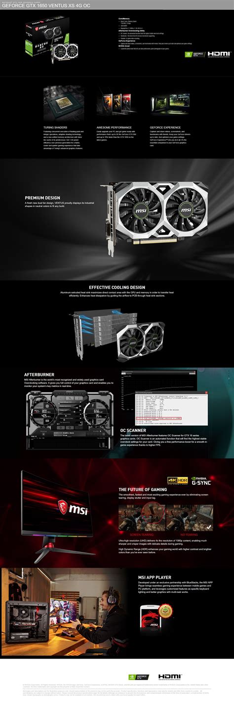 MSI VENTUS GeForce GTX 1650 4G XS OC Graphics Card