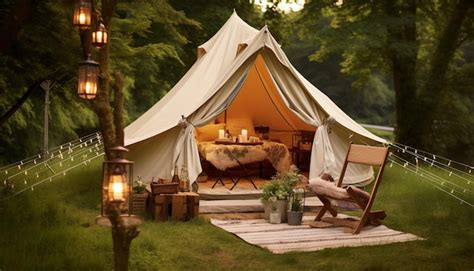 Premium Photo Glamping Luxury Glamorous Camping In The Tent