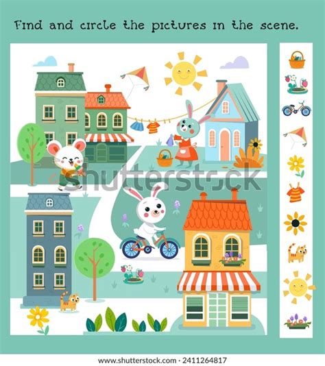 find hidden objects picture educational puzzle stock vector royalty