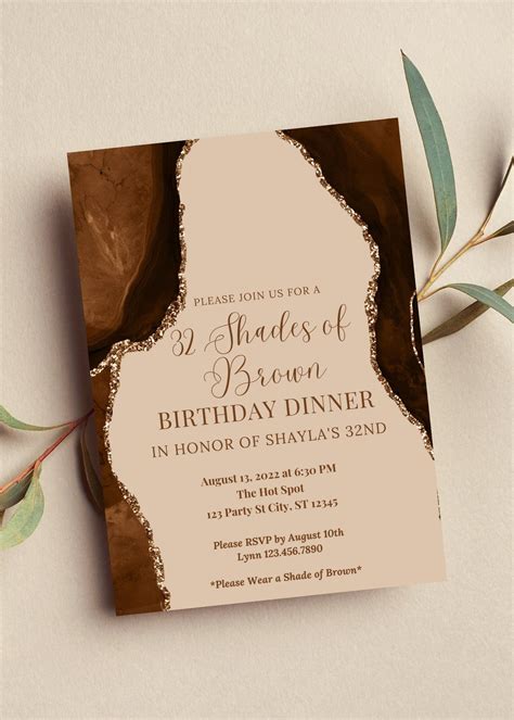 Editable Shades Of Brown Birthday Dinner Invitation Nude Shades Of Melanin Printable Or