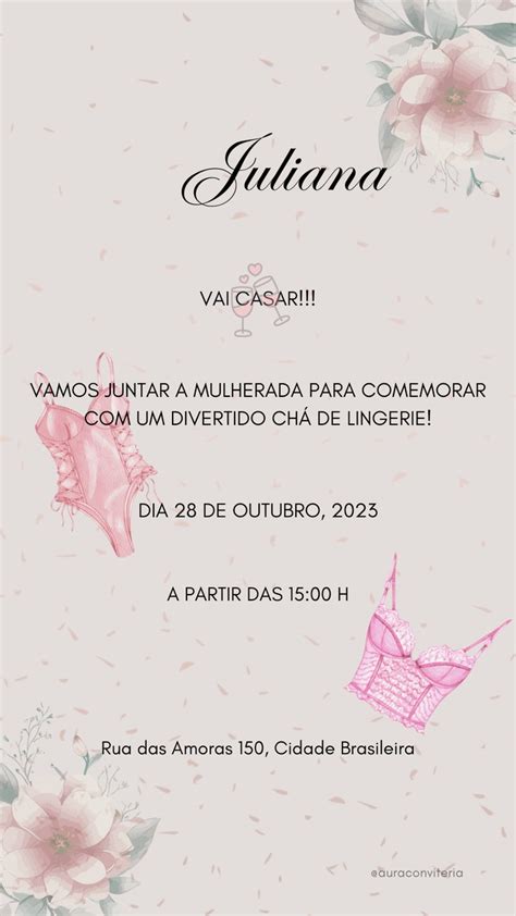 Convite Digital Chá de Lingerie Elo7 Produtos Especiais
