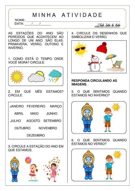 Estações Do Ano Ed Infantil - Atividades sobre as Estações do Ano para a Educação Infantil