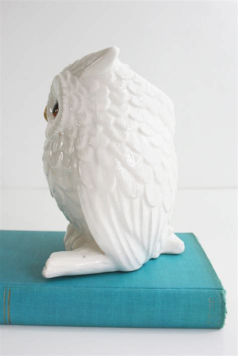 Sold Mid Century Napcoware White Owl Planter Wise Apple Vintage