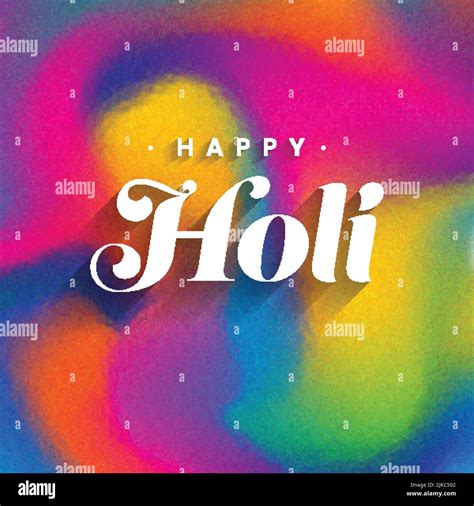 White Happy Holi Font Against Blurred Colorful Powder Gulal Background Stock Vector Image