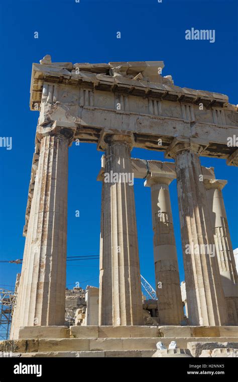 Parthenon temple in Acropolis at Athens, Greece - travel background Stock Photo - Alamy