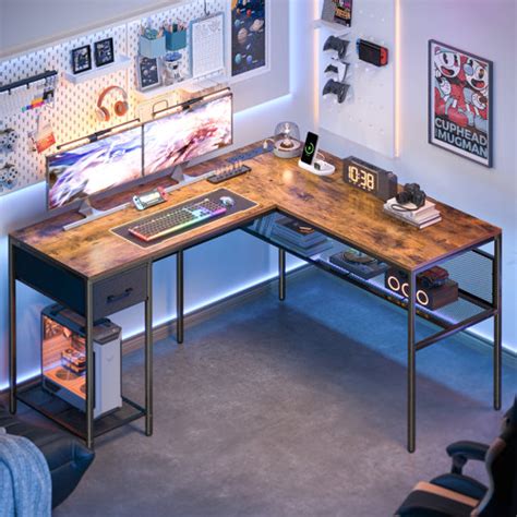 17 Stories Wooderson 55.1" L Shaped Reversible Computer Corner Gaming ... 