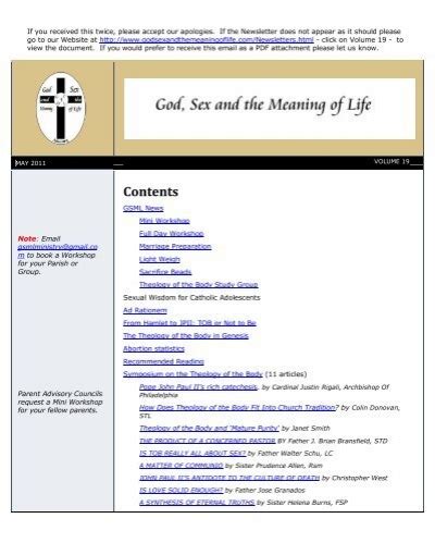 Contents God Sex And The Meaning Of Life