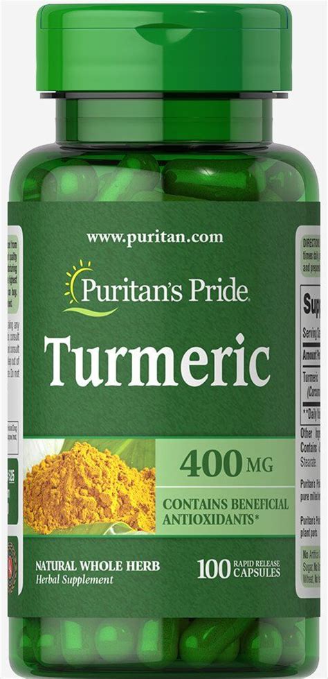 Купить Куркумин,Turmeric, Puritan's Pride, 400 мг, 100 капсул (PTP ...