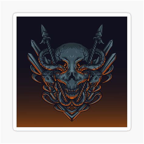 sss snake skull spear sticker  sale   elmnt redbubble