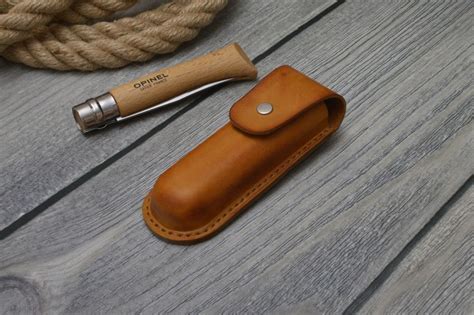 Винтажный кожаный чехол для ножа Opinel 10 ручной работы купить в ...