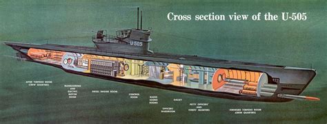 German submarine U-505 Cutaway Drawing in High quality