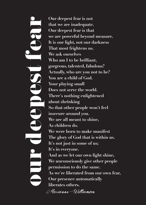 Our Deepest Fear By Marianne Williamson