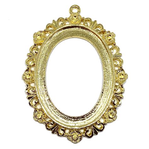 22k Gold Finish Cameo Mount 40x30mm Mount Victorian Bsue By 1928