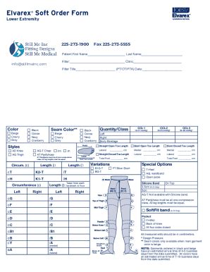 Fillable Online Elvarex Soft Lower Extremity Order Form Fax Email Print