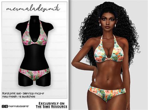 The Sims Resource Floral Print Set Bikini Top MC