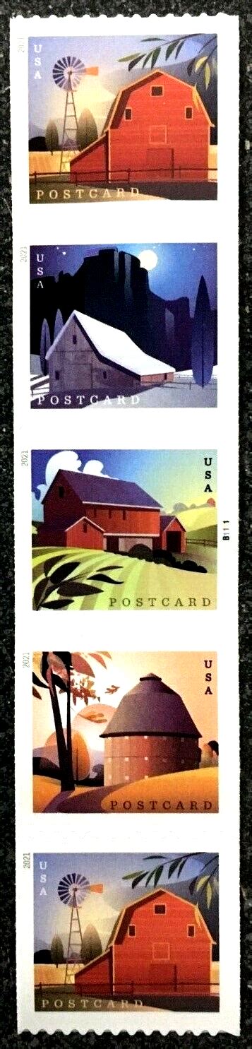 Barns Postcard Rate Scott Us Forever Pn Mint Vf