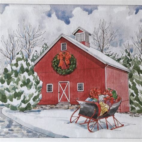 Red Barn Cards Etsy