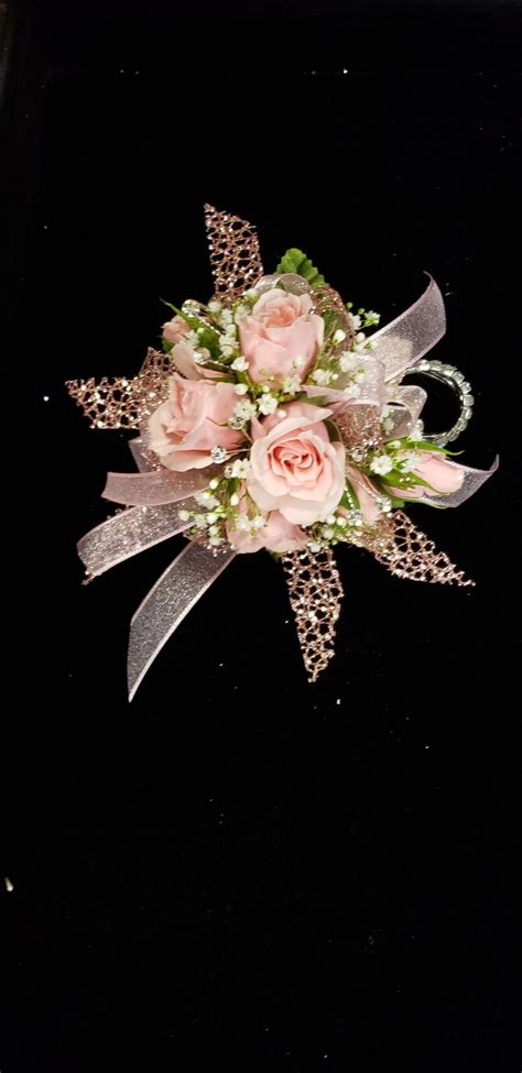 Light Pink Roses With Rose Gold Accents Prom Corsage Pink Light Pink